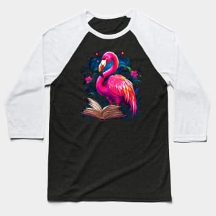 Flamingo Reads Book Baseball T-Shirt